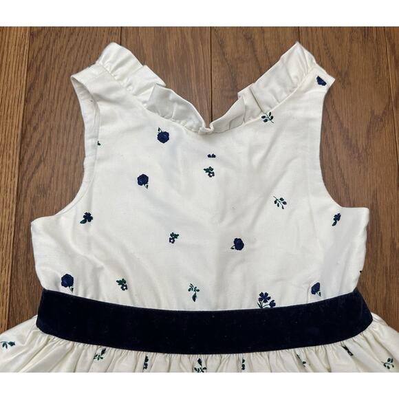 Janie And Jack Party Blue Floral Dress Size 4 velvet trim tulle EUC - Picture 2 of 10